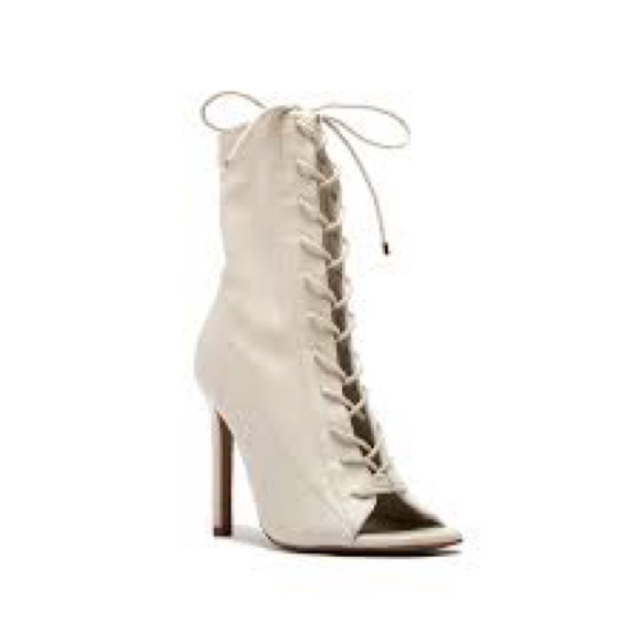 Elegant OFF WHITE Lace-Up Women's Boots - Picture 1 of 7
